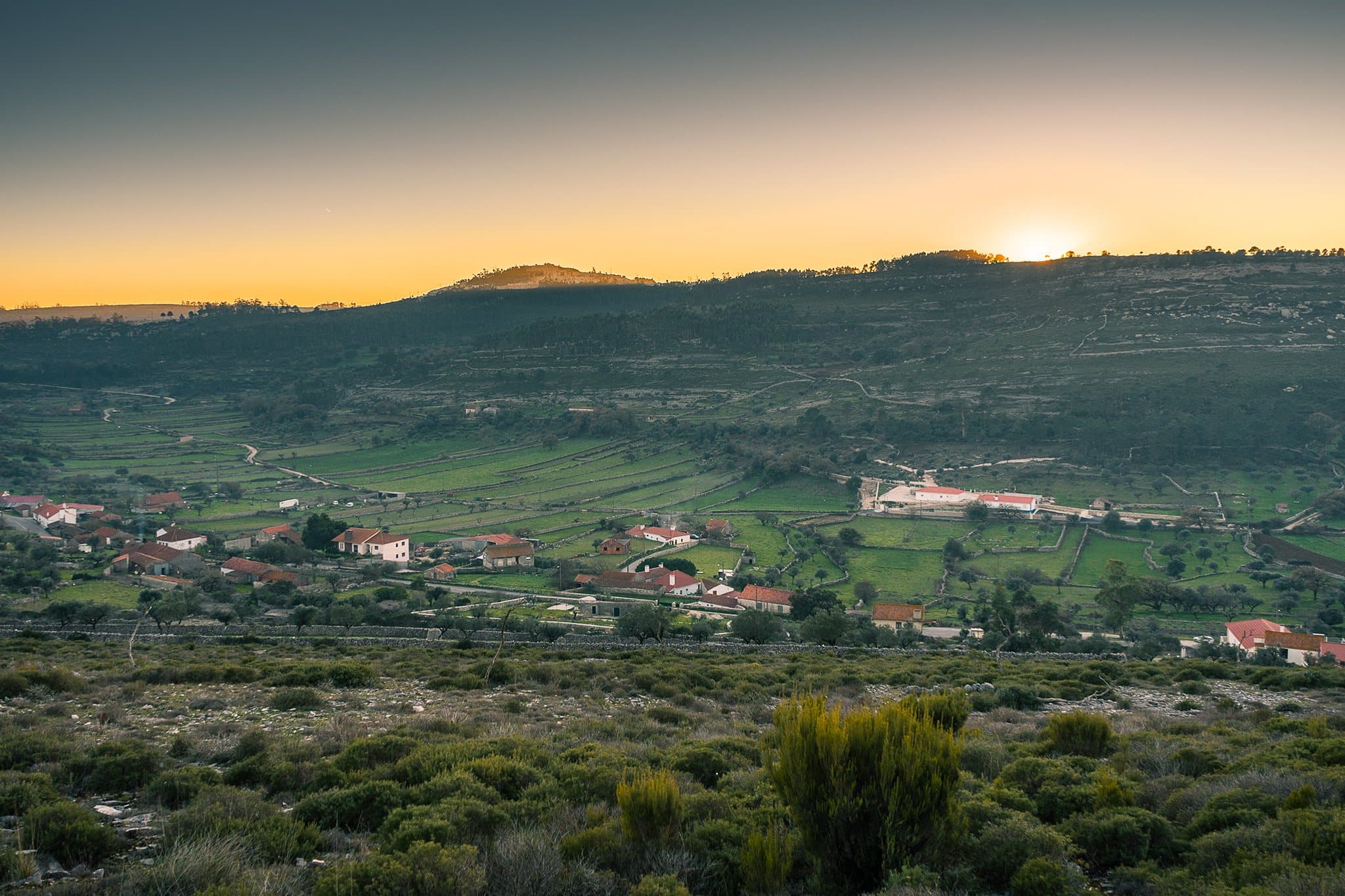 Sunset view from the Chão das Pias viewpoint, Serra dos Candeeiros.